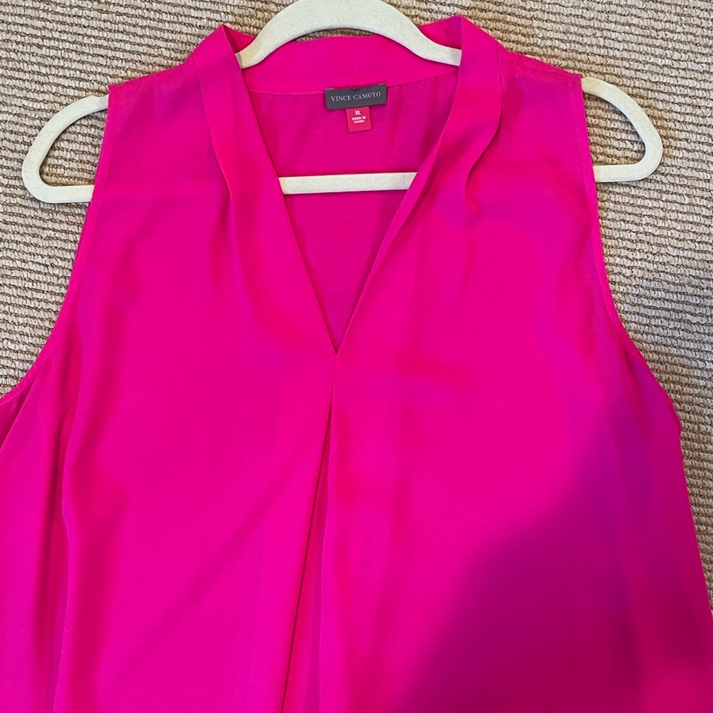 Vince Camuto hot pink vneck sleeveless top - Picture 5 of 6